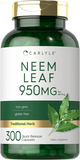 Neem Leaf | 950Mg | 300 Powder Capsules | Non-Gmo and Gluten Free Formula | Value Size | Traditional Herbal Supplement | Azadirachta Indica