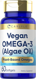 Vegan Omega 3 With DHA Supplement | 60 Softgels | Plant Based from Algae Oil
