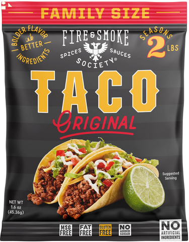 Fire & Smoke Society Family Size Taco Seasoning Mix 1.6 Oz, Seasons 2 Lbs, Mixed Spices & Seasonings