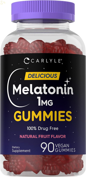 Melatonin Gummies | 1 Mg 90 Count | Natural Fruit Flavor | Vegan, Non-Gmo, Gluten Free