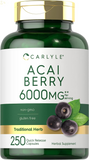 Acai Berry Capsules 6000Mg | 250 Count | Non-Gmo & Gluten Free Acai Berry Extract