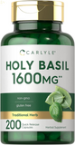 Holy Basil 1600 Mg | 200 Capsules | Tulsi Holy Basil Leaf Extract | Herbal Supplement | Non-Gmo, Gluten Free
