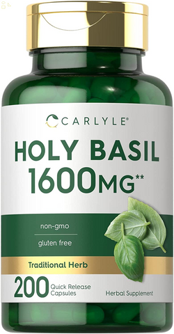 Holy Basil 1600 Mg | 200 Capsules | Tulsi Holy Basil Leaf Extract | Herbal Supplement | Non-Gmo, Gluten Free