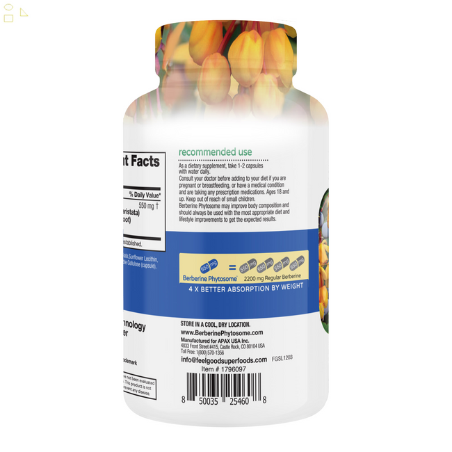 FEELGOOD Berberine Phytosome, 120 Vegan Capsules