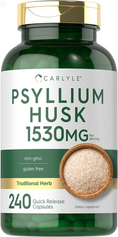 Psyllium Husk Capsules 1530Mg | 240 Count | High Potency Fiber Supplement | Non-Gmo, Gluten Free
