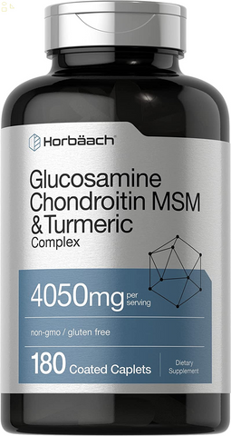 Glucosamine Chondroitin with Turmeric & MSM | 4050 Mg | 180 Caplets | Triple Strength Formula | Non-Gmo, Gluten Free | by