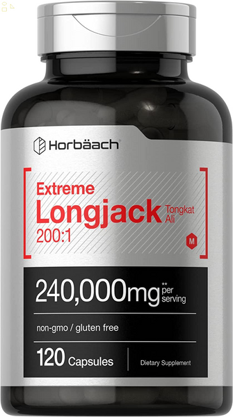 Longjack Tongkat Ali | 240,000 Mg (200:1 Potent Extract) | 120 Capsules | Extreme Male Performance Supplement | Super Concentrated Herbal Extract Formula | Non-Gmo and Gluten Free Pills | by