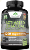 Organic Activated Charcoal Capsules 1200Mg Highly Absorbent Helps Alleviate Gas