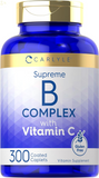 Vitamin B Complex plus Vitamin C | 300 Caplets | Vegetarian, Non-Gmo and Gluten Free Supplement