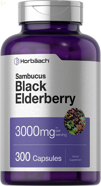 Black Elderberry | 3000Mg Capsules | 300 Count | Non-Gmo, Gluten Free | Sambucus Supplement 