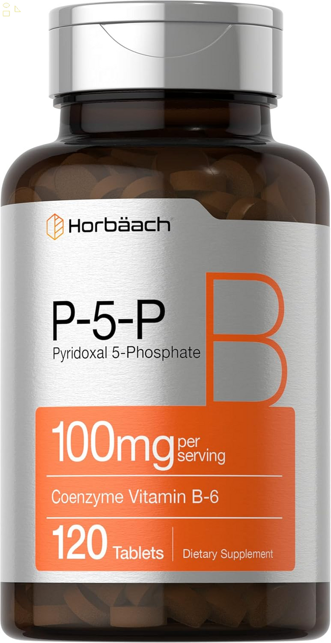 Horbäach P5P Activated Vitamin B6 100Mg | 120 Vegetarian Tablets | Non-Gmo, Gluten Free Supplement | Pyridoxal 5 Phosphate | Coenzyme B6