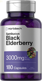 Black Elderberry | 3000Mg Capsules | 180 Count | Non-Gmo, Gluten Free | Sambucus Extract Supplement 
