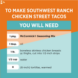 Mccormick Street Taco Southwest Ranch Chicken Seasoning Mix, 0.87 Oz Envelope