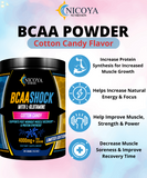 BCAA Powder - Post Workout Recovery Drink, Nitric Oxide Booster - Cotton Candy