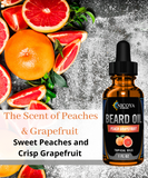 Beard Growth Oil - Fast Growing Facial Hair Oil for Men, Peach Grapefruit