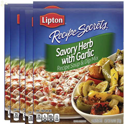 Lipton Recipe Secrets Soup and Dip Mix for a Delicious Meal Savory Herb with Garlic Great with Your Favorite Recipes, Dip or Soup Mix 2.4 Ounce (Pack of 6)