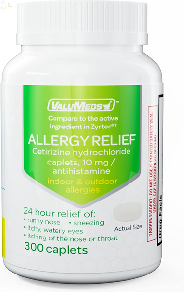 300 Tablets 24-Hour Allergy Medicine Antihistamine for Pollen, Hay Fever, Itchy Eyes, Allergies | Cetirizine Hcl 10Mg | Compare To Zyrtec Active Ingredients  