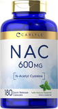 NAC N-Acetyl Cysteine 600Mg | 180 Capsules | with Peppermint | Free Form Supplement | Non-Gmo, Gluten Free