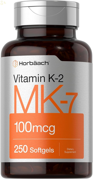 Vitamin K2 MK7 100Mcg | 250 Softgels | Non-Gmo, Gluten Free Supplement | by