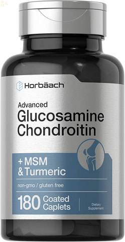 Glucosamine Chondroitin | plus MSM & Turmeric | 180 Coated Caplets | Non-Gmo, Gluten Free Supplement 