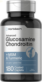 Glucosamine Chondroitin | plus MSM & Turmeric | 180 Coated Caplets | Non-Gmo, Gluten Free Supplement 