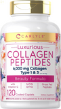 Collagen with Vitamin C | 6000Mg | 120 Caplets | Multi Collagen Peptide Pills | Type 1 and 3 | Non-Gmo, Gluten Free, Grass Fed