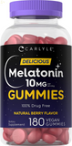 Melatonin Gummies 10Mg | 180 Count | Adult Drug Free Aid | Natural Berry Flavor | Vegan, Non-Gmo, Gluten Free