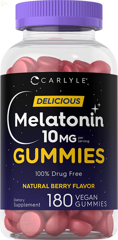 Melatonin Gummies 10Mg | 180 Count | Adult Drug Free Aid | Natural Berry Flavor | Vegan, Non-Gmo, Gluten Free