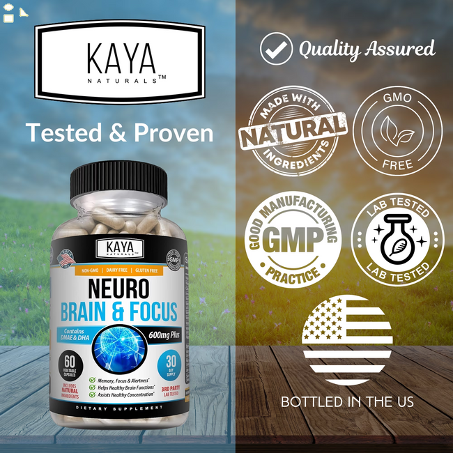 Naturals - Neuro Brain for Memory & Focus - Nootropic Energy Capsule - Nootropic Brain Support Supplement - Focus & Concentration & Learning Accuracy - Cognitive Function - 60 Count