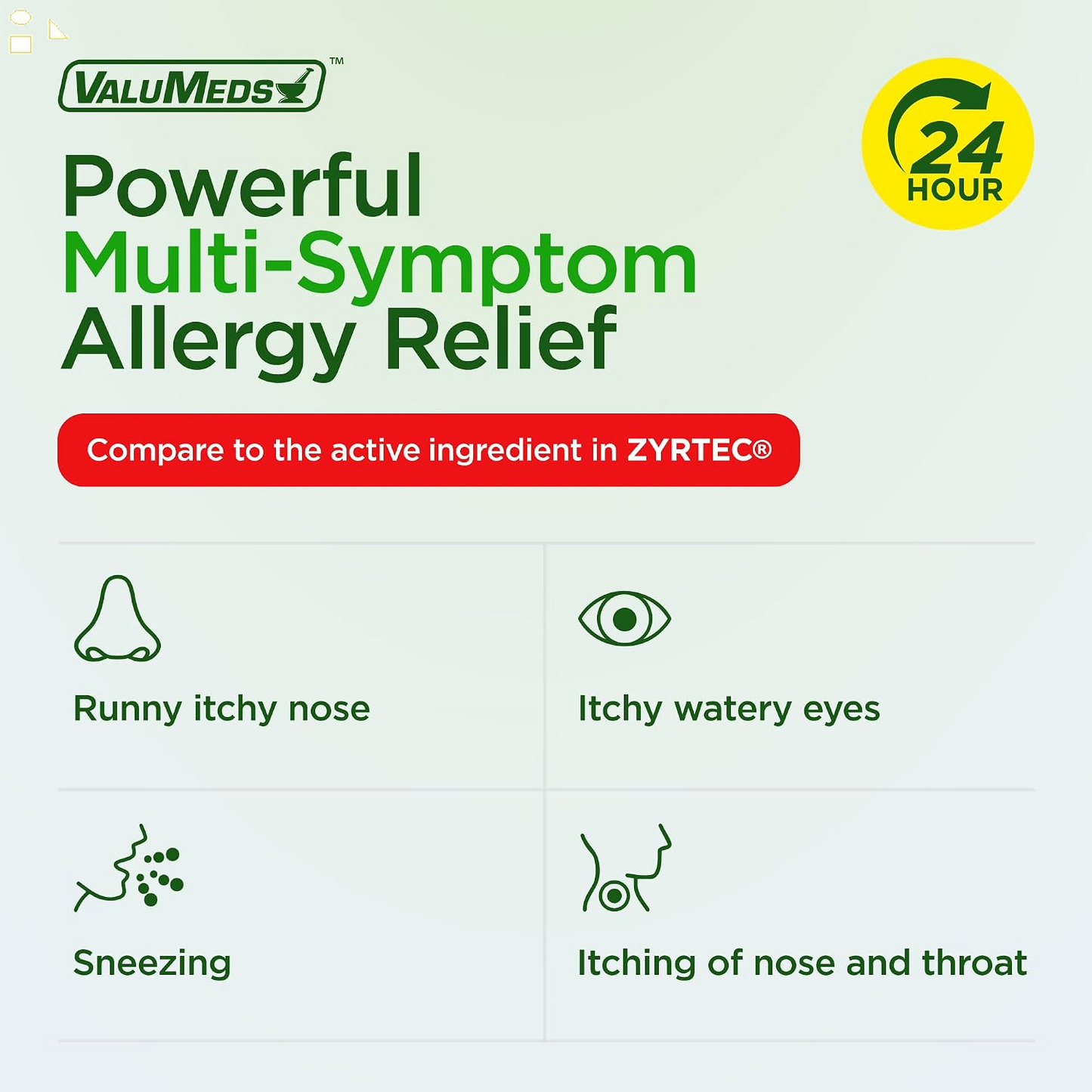 Valumeds 24-Hour Allergy Medicine Antihistamine for Pollen, Hay Fever, Dry, Itchy Eyes, Allergies | Cetirizine Hcl 10Mg Caplets, Compare to Leading  (300 Count)