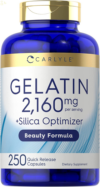 Gelatin 2160 Mg | with Silica Optimizer | 250 Capsules | Non-Gmo, and Gluten Free Supplement