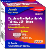 Non-Drowsy Fexofenadine Antihistamine Indoor Outdoor Allergy Relief Tablets 30Ct | Compared To Allegra Active ingredients  