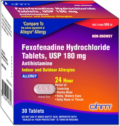 Non-Drowsy Fexofenadine Antihistamine Indoor Outdoor Allergy Relief Tablets 30Ct | Compared To Allegra Active ingredients  