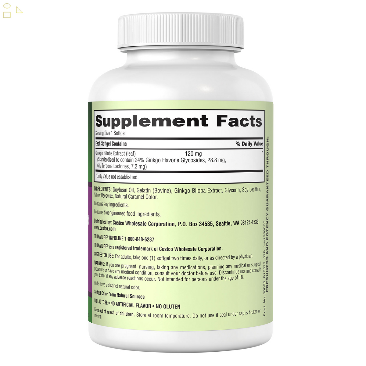 Trunature Ginkgo Biloba 120Mg, 340 Softgels