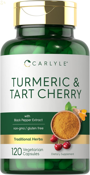 Turmeric and Tart Cherry Capsules | 120 Count | with Bioperine | Vegetarian, Non-Gmo, Gluten Free Supplement