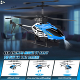 RC Helicopters Automatic Altitude Hold - Remote Control Helicopter Toys: One Key Take-Off/Landing, , LED Light & 3.5 Channel Gyro Stabilizer, Flying Toys - Gift for Boys/Girls Kids Adults, Blue