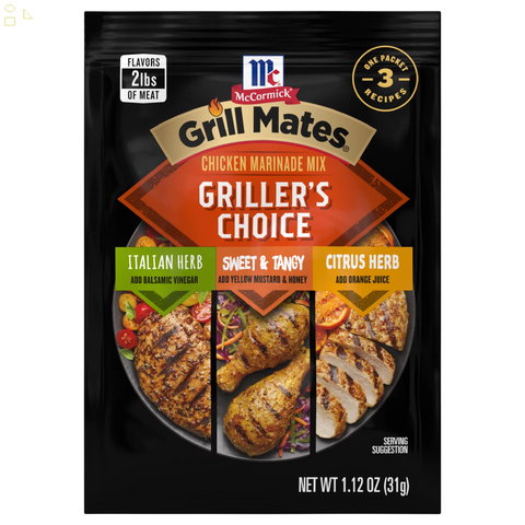 Mccormick Grill Mates Griller'S Choice Chicken Marinade Mix, 1.12 Oz Envelope