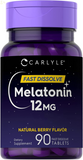 Melatonin 12 Mg Fast Dissolve 90 Tablets | Natural Berry Flavor | Vegetarian, Non-Gmo, Gluten Free