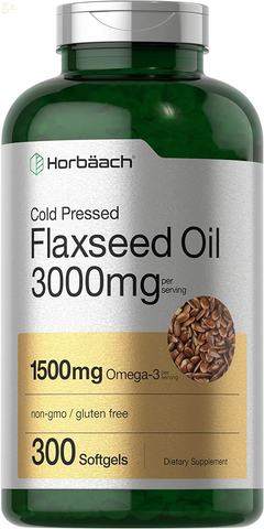 Flaxseed Oil Softgels 3000Mg | 300 Count | High Potency | with Omega 3 6 9 | Non-Gmo, Gluten Free | Cold Pressed Flax Seed | by