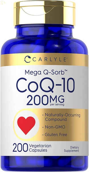 Coq10 200Mg | 200 Capsules | Mega Q-Sorb Coenzyme Q-10 | Vegetarian, Non-Gmo, Gluten Free