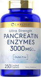 Pancreatin Digestive Enzymes | 3000Mg | 250 Caplets | Non-Gmo, Gluten Free | High Potency Formula