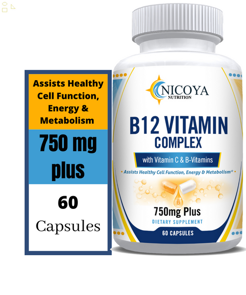 B-12 Complex 60Ct, Vitamins B1, B2, B3, B5, B6, B8 & B12, Energy, Metabolism Aid