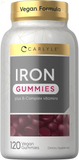 Iron Gummies | plus B-Complex Vitamins | 120 Count | Vegan, Non-Gmo, and Gluten Free Supplement for Adults