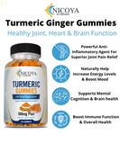 Turmeric Curcumin Gummies - Pain Relief, Joint, Brain, Energy & Heart Support