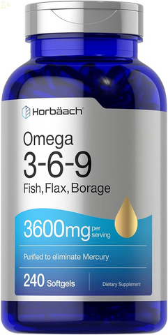Triple Omega 3-6-9 240 Softgels | from Fish, Flaxseed, Borage Oils | Non-Gmo & Gluten Free
