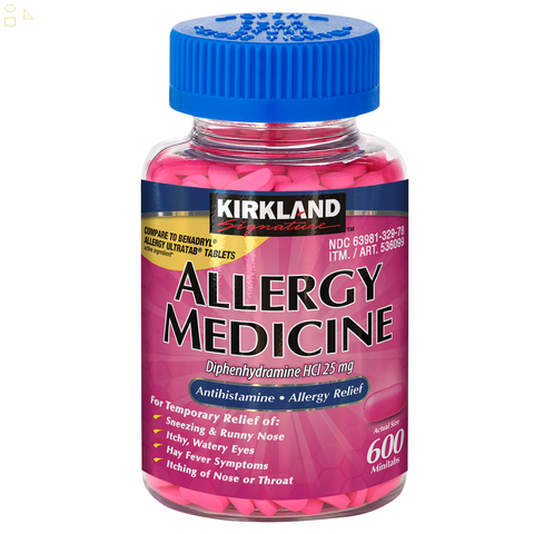 K.S Signature Allergy Medicine 25 mg., 600 Minitabs | Antihistamine Compare to Benadryl Minitabs Active Ingredients  