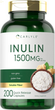 Inulin Powder Capsules | 1500Mg | 200 Count | Non-Gmo and Gluten Free Supplement