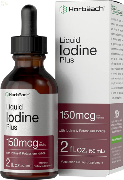 Liquid Iodine Solution Drops | 2 Fl Oz | 150 Mcg | Iodine & Potassium Iodine Supplement | Vegetarian, Non-Gmo, Gluten Free Liquid Tincture | by