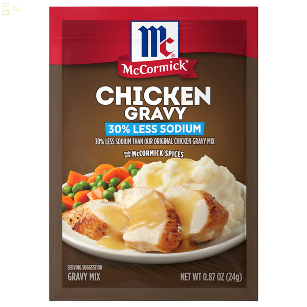 Mccormick No Artificial Flavors 30% Less Sodium Chicken Gravy Mix, 0.87 Oz Envelope