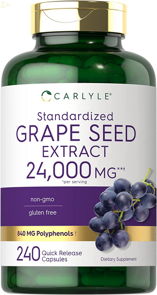 Grape Seed Extract 24,000 Mg Equivalent 240 Capsules | Maximum Strength Standardized Extract | Non-Gmo, Gluten Free